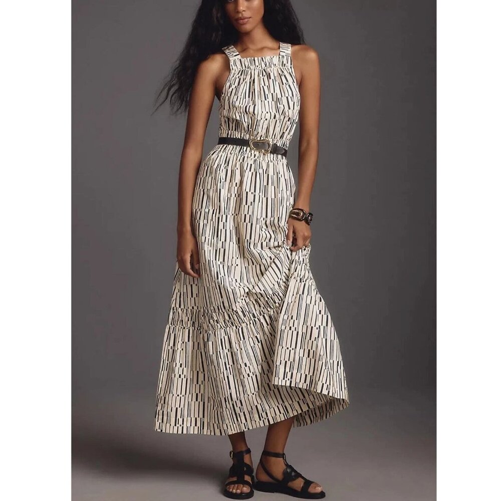 Anthropologie The Somerset Maxi Dress: Poplin Halter Edition Neutral Pattern 3X
